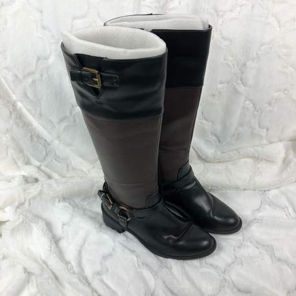 Chaps Brown And Black Rider Boots with a Buckle 7B - Picture 13 of 14